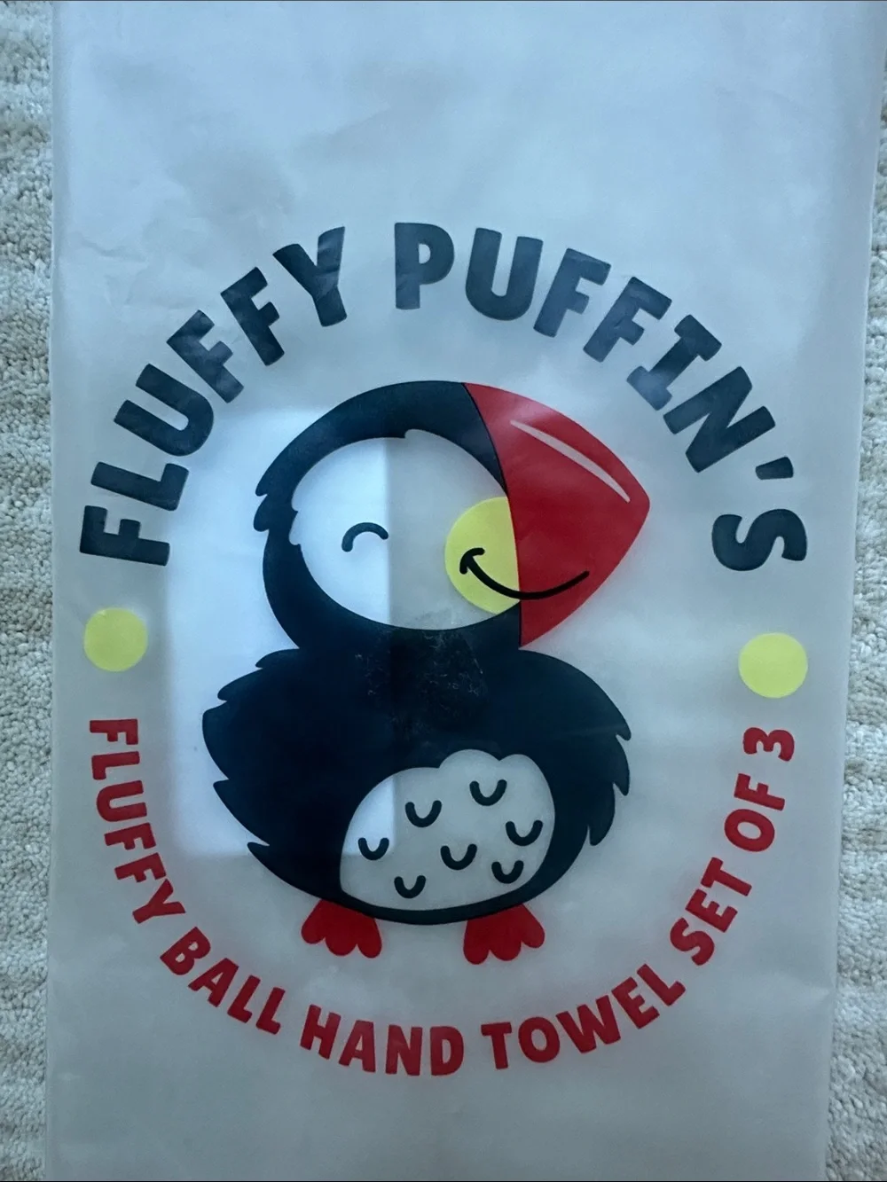 JJ Kent Fluffy Puffin's Hand Towels for Bathroom Home Fast Dry Microfiber 3 Pack